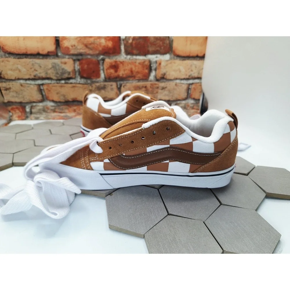 Vans Knu Skool Mega Check Brown Skate Shoes Men's 8 Wheat Checkerboard Women 9.5 - Picture 8 of 9